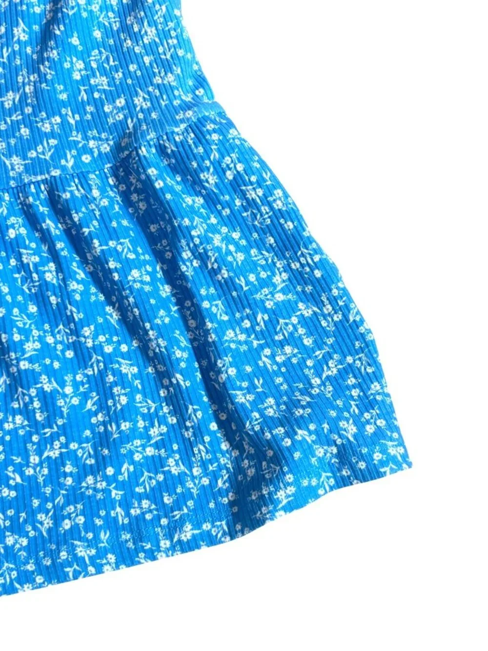 Old Navy Girls’ Sundress XL Blue White Floral Spaghetti Straps Peasant Ruffle